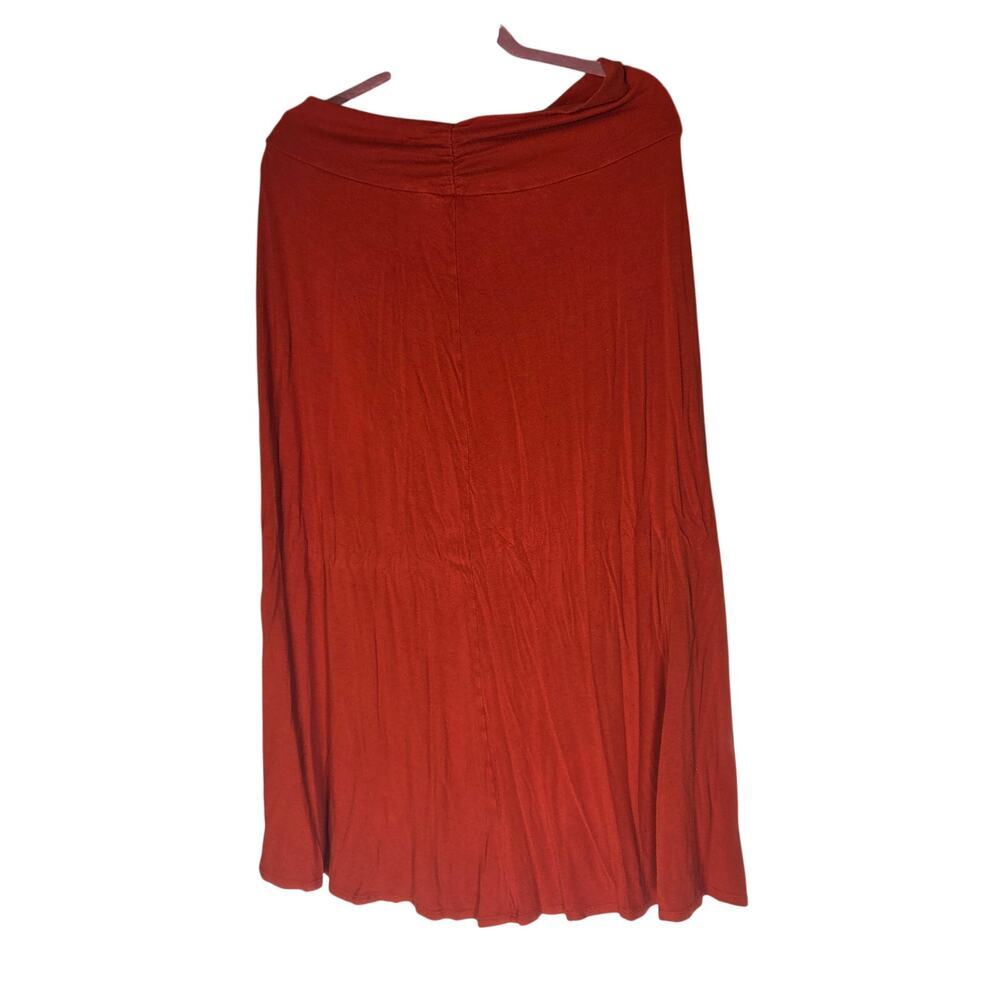 Vintage Crew Knitwear Burnt Orange Maxi Skirt Made in USA Jersey Stretch XL